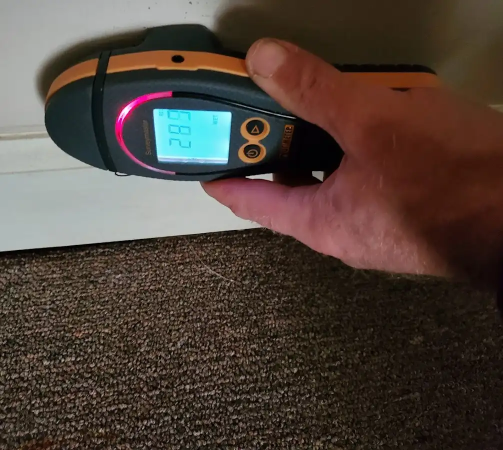Moisture detection at baseboard during Sewage Cleanup & Sanitation in Carthage